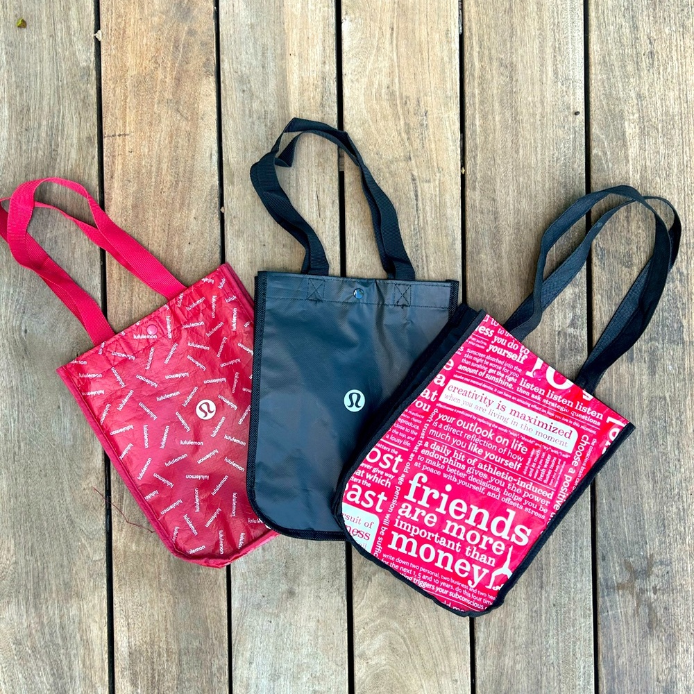 Lululemon Reusable Recyclable Small Tote Bag Bundle Red Black Multicolor Bundle